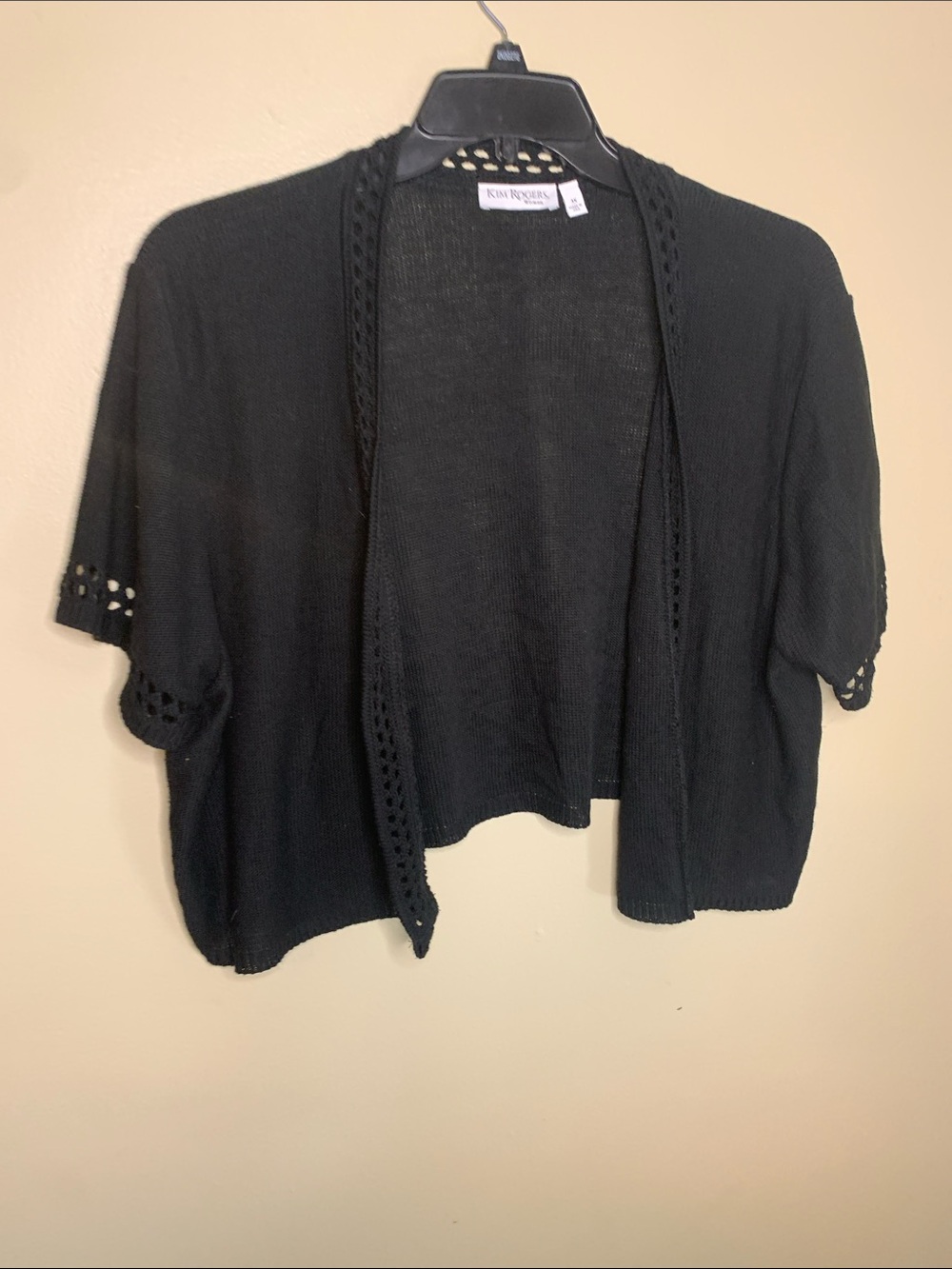 Kim Rogers Black Open-Front Short Sleeve Cardigan